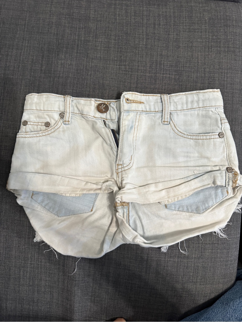 One Teaspoon Cream Cuffed Denim Shorts